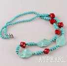 turquoise et rouge collier de corail avec fermoir clair de lune