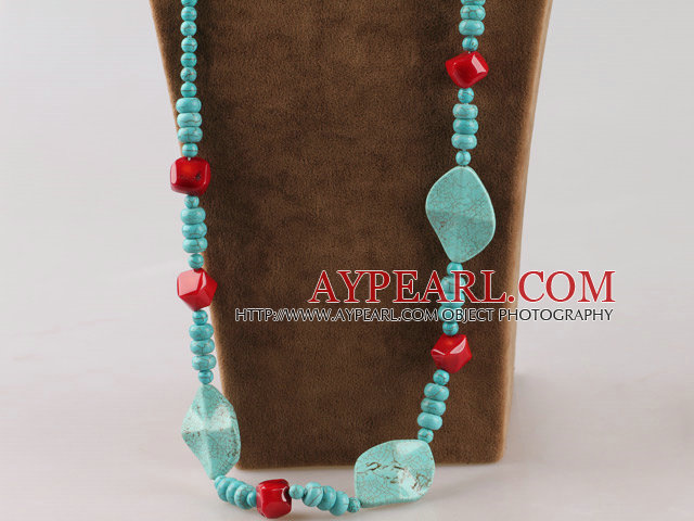 бирюзовые и красные коралловые ожерелья с лунным застежка