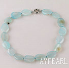 18*26mm clear blue agate beaded necklace with moonlight clasp