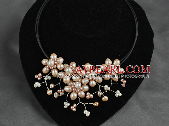 double strand pearl crystal shell necklace 