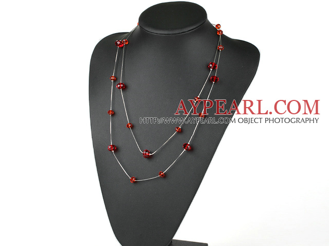 ファッション51.2インチ長いスタイルの赤水晶のネックレス
