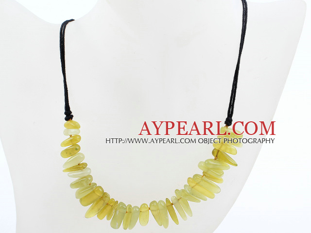 New Design Branch Shape Lemon Jade Necklace with Black Thread