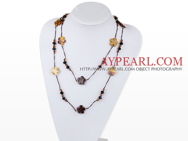 fashion costume jewelry black crystal and vitelline stone necklace