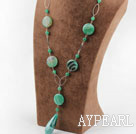 agate rond vert et nekclace agate ligne avec la chaîne extensible