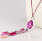 rose collier agate du Brésil avec la chaîne extensible