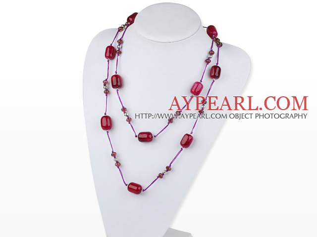 fashion costume jewelry crystal and  agate necklace