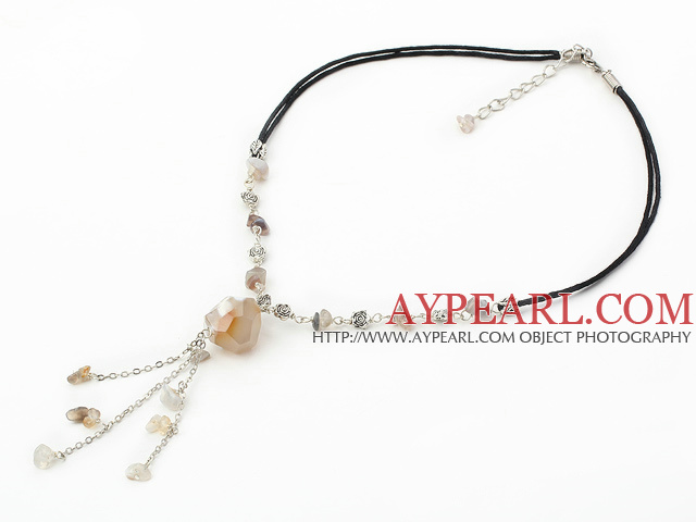 Persian gray agate necklace with extendable chain