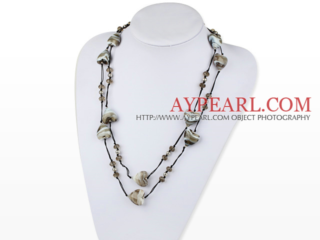 fashion jewelry crystal and colored glaze heart necklace