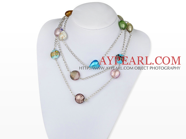 fashion jewelry colorful colored glaze heart necklace with metal chain