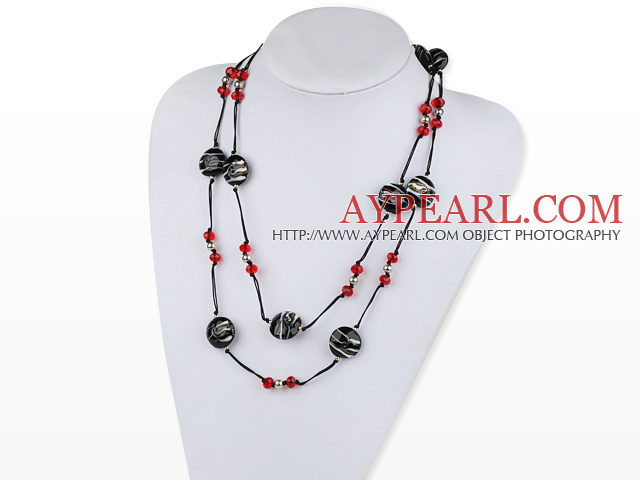 fashion jewelry crystal and colored glaze necklace