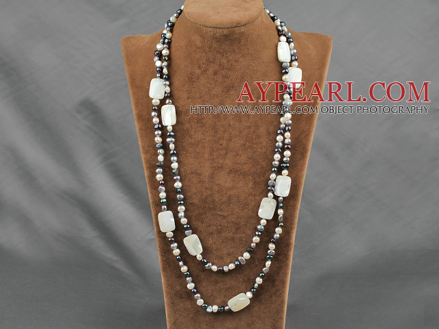 fashion long style pearl and shell necklace