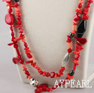 fashion costume jewelry red coral and agate necklace