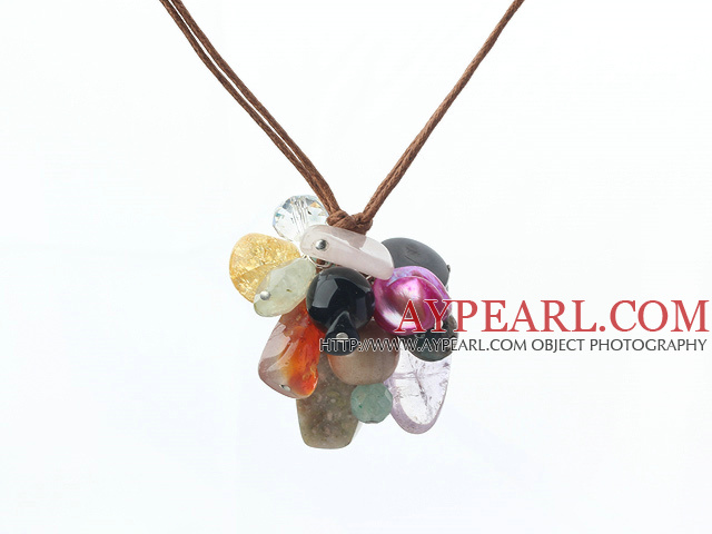 multi collier de pierres précieuses de couleur avec la chaîne extensible