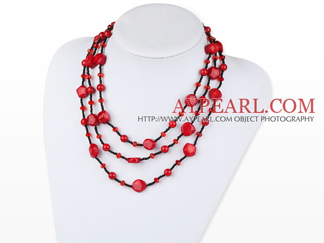 fashion costume jewelry red crystal bloodstone red coral necklace