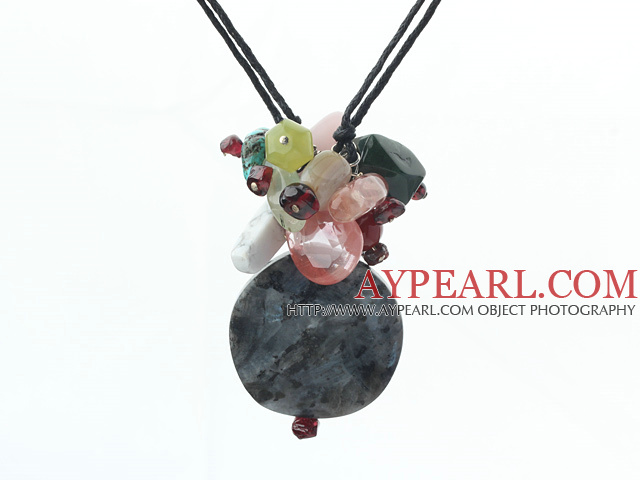multi color gemstone necklace with extendable chain