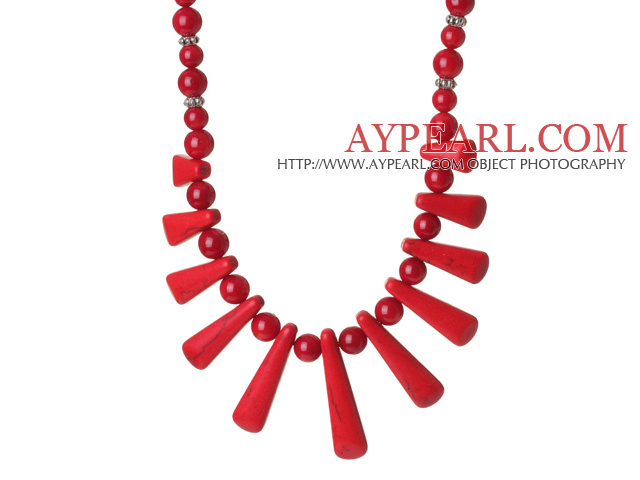 ファンシェイプレッドコーラルアクセサリとの素敵なデザイン赤い珊瑚ビーズのネックレス