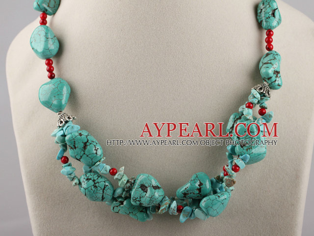 turquoise and bloodstone necklace with moonlight clasp