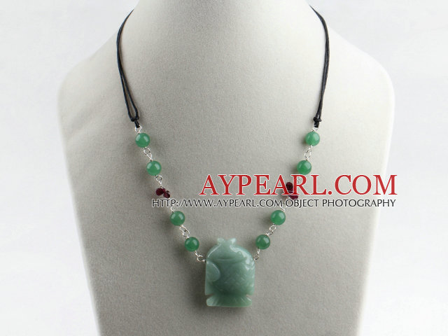 Collier à billes populaires aventurine avec charme poissons tropicaux