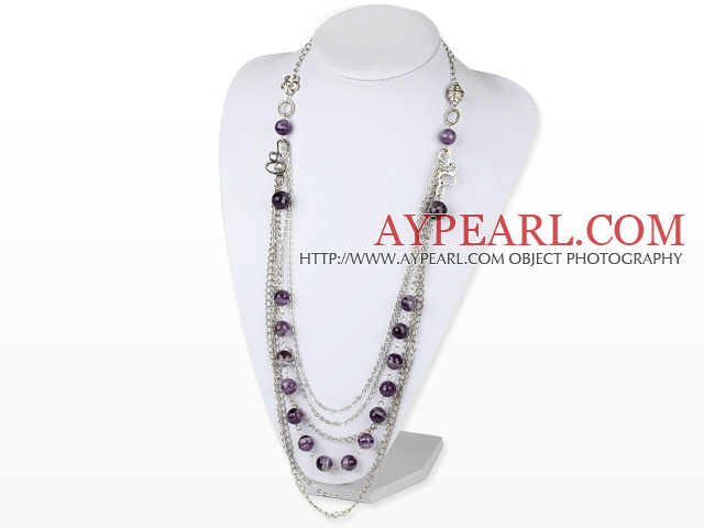 facted amethyst multi layer fashion necklace