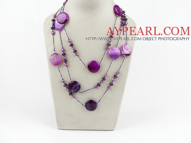 bijoux fantaisie perle mauve mode et collier en cristal agate