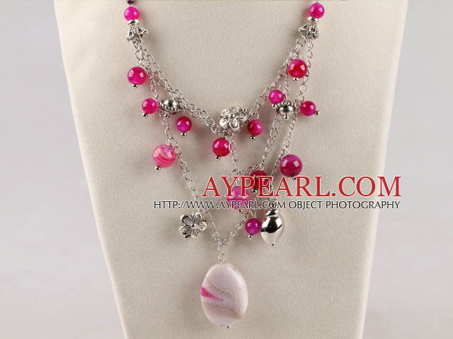 Mode neuen Stil rosa Achat Perlen Halskette