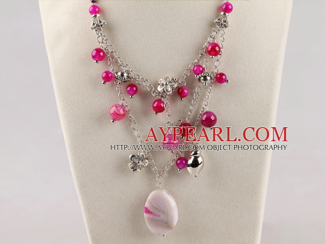 mote ny stil rosa agat beaded halskjede