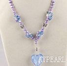 fancy lavender pearl crystal and colored glaze necklace