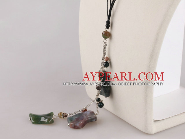 Indian agate necklace with extendable chain