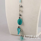 Wholesale black pearl and blue jasper necklace with extendable chain