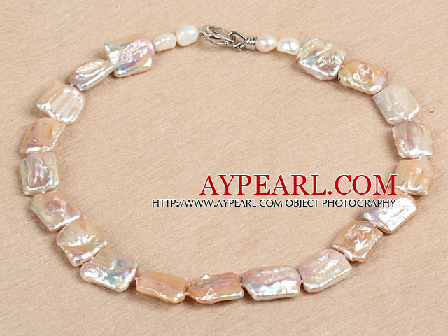 Elegant A Grade Natural Pink Oblong Shape Rebirth Pearl Chunky Party Necklace