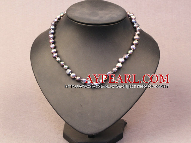 Simple Trendy Style Natural Gray Black Potato Pearl Necklace