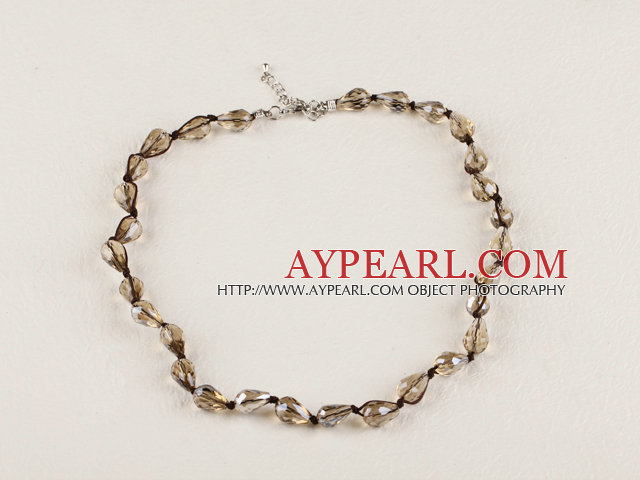 dropshape 8*12mm crystal necklace with extendable chain