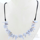 Ny design Branch Shape Purple Jade Halsband med svart tråd