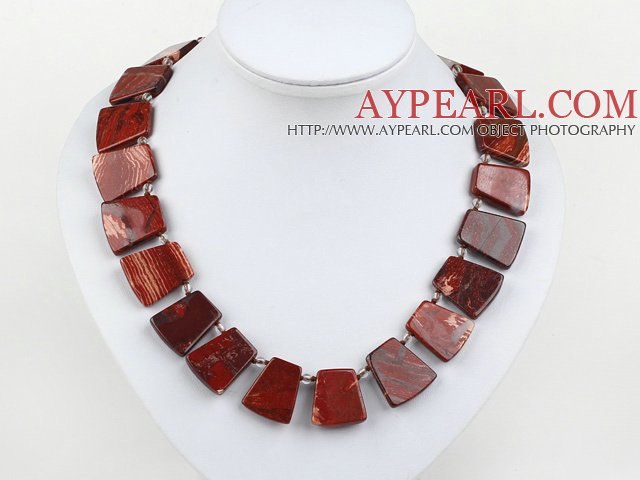 chunky style red jasper necklace with moonlight clasp