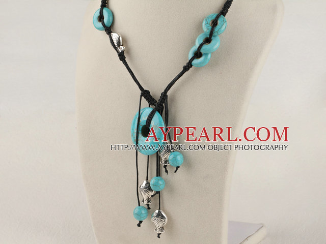 wonderful turquouse and fish charm necklace