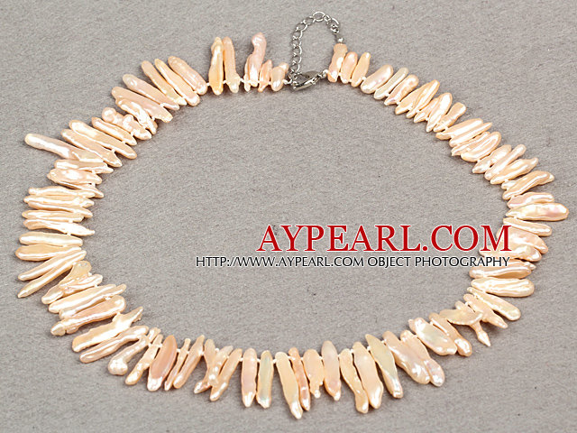 Natural style magnifique Pink Party dents Forme renaissance collier de perles avec fermoir coeur