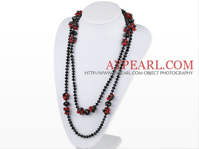 51.2 inches long style red and black crystal nekclace