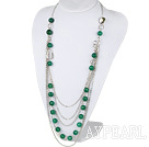 long style 35.4 inches exquisite facted green agate multi layer necklace