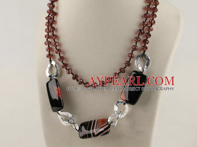 nouveau style trapu rutile et cristal collier agate