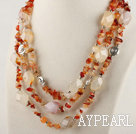 gorgeous three strand natural agate necklace with magnetic clasp