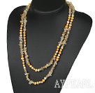 Assorted Gul Sötvatten Pearl och Critine Long Style Halsband