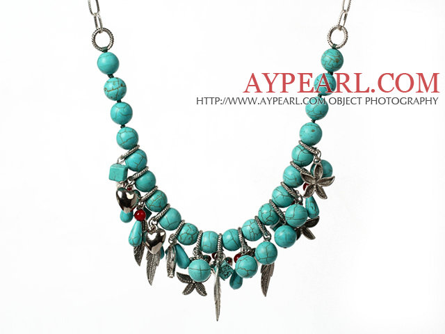 Collier turquoise avec le Tibet Argent Accessoires et chaîne en métal 