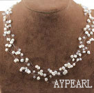 Fancy Style White Freshwater Pearl Crystal Bridal Necklace