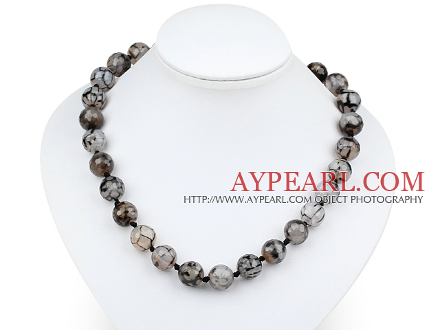 Elegant 14Mm Fantastic Round Agate Beaded Strand Necklace With Moonight Clasp