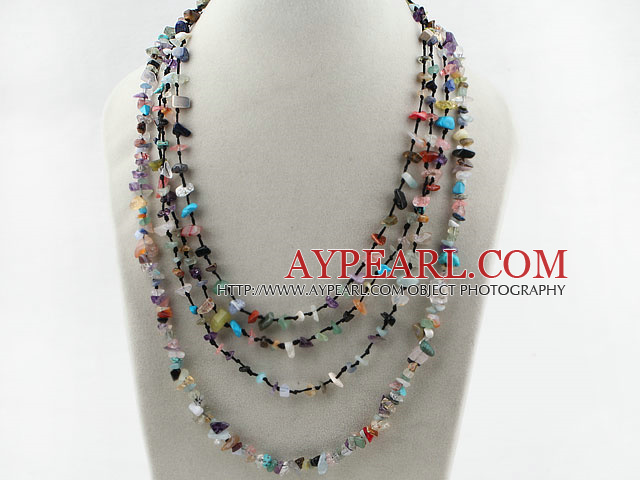 Multi Strands Multi Color Stone Chips Necklace