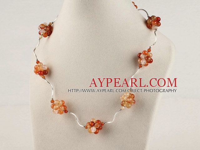 cluster style natural agate necklace with lovster clasp