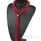流行ジュエリー31.5インチY形赤珊瑚と真珠のネックレス