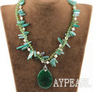 二重鎖白い真珠は緑瑪瑙水晶のネックレスを金紅石入りの