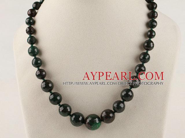 faceted peacock gemstone graduated beaded necklace with lobster clasp