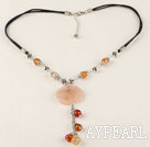 forme de Y agate argent tibétain collier de perles avec la chaîne extensible